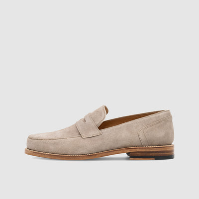 Goodyear welted men's shoes with stitched frames.