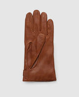 Gloves with snap fastener - Light brown