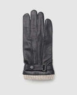 Leather gloves with cuff - Dark blue