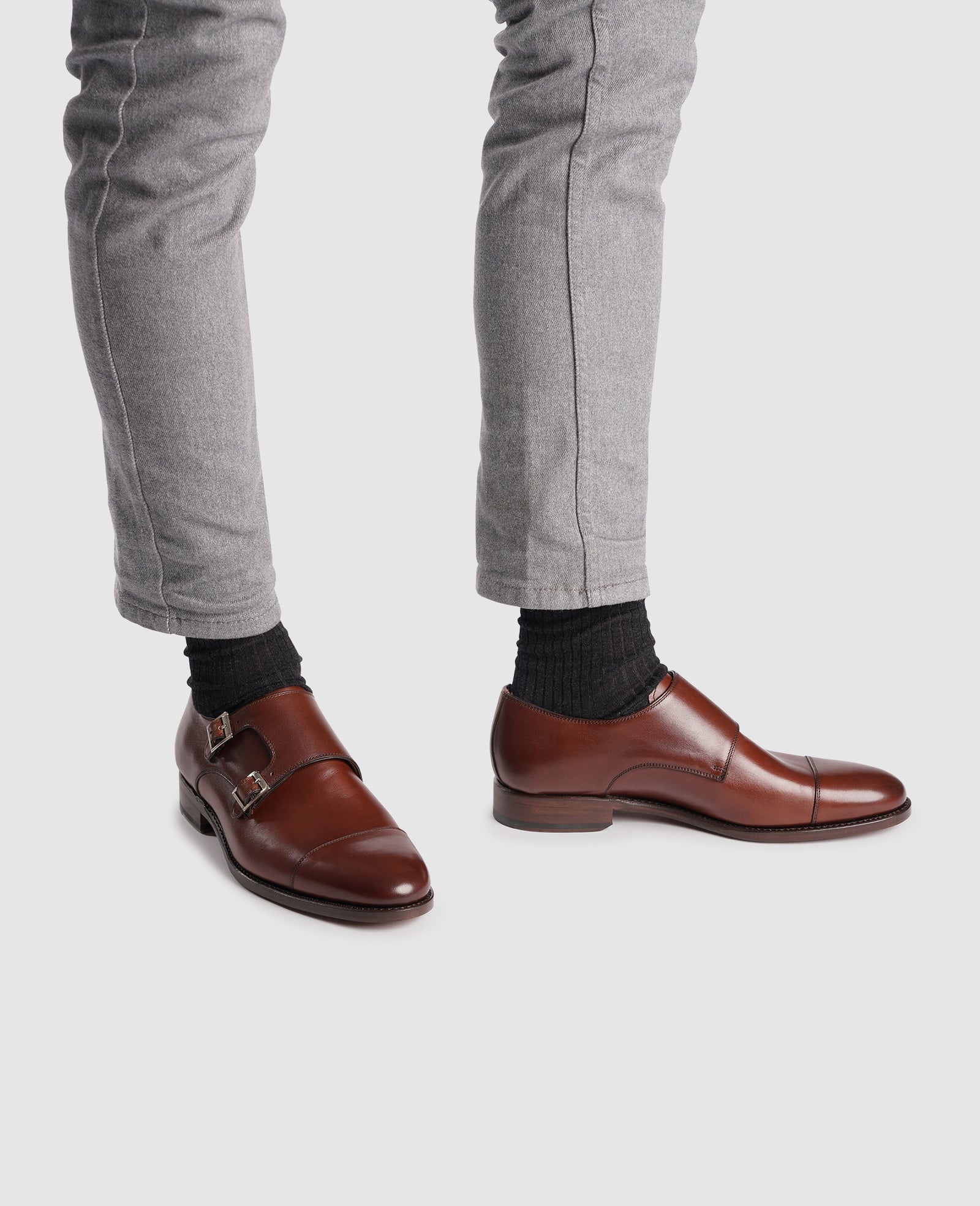 SHOEPASSION.com – Dark Brown Cap-Toe Monk Strap | Shoepassion