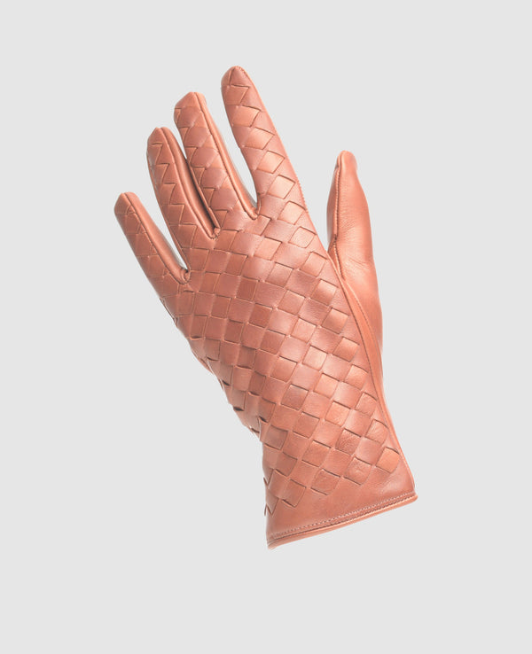 Gloves with quilting - Reddish brown