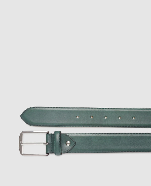 Men’s leather belt in green - Green